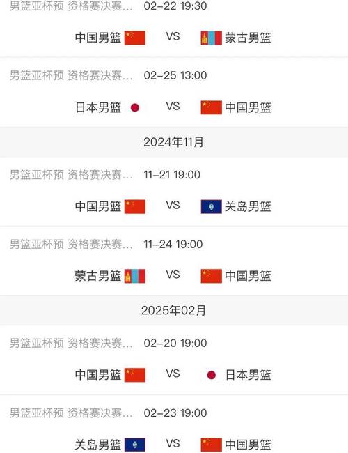 今晚中国男篮比赛时间表